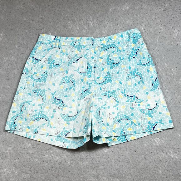 Lilly Pulitzer Shorts Womens Size 12 Blue Dolphins Beachy Pockets Cotton - Picture 1 of 9